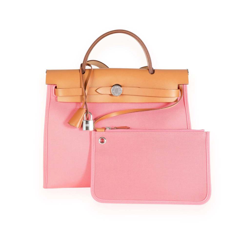Hermès Rose Azalee Toile & Naturel Vache Hunter Herbag Zip 31 PHW